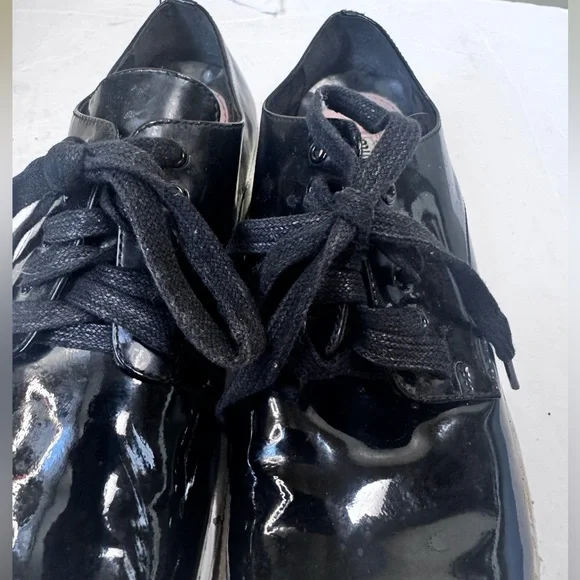 Miu Miu Patent Leather Vernis Rubber Cap Toe Platform Sneakers Flats Shoe Lace 8 - Picture 6 of 16